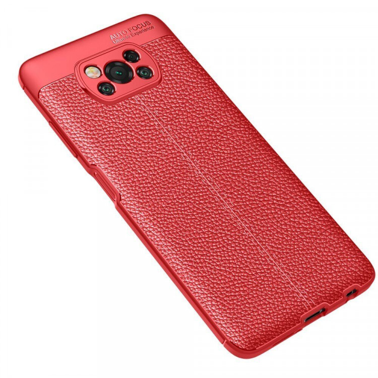 Чехол-накладка Litchi Grain для Xiaomi Poco X3 NFC / Poco X3 / Poco X3 Pro (красный)