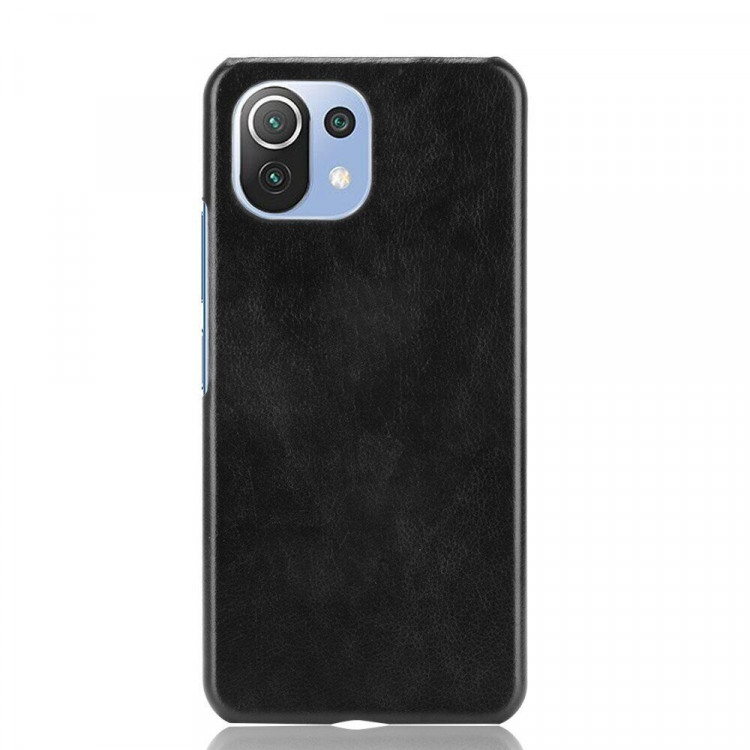 Кожаная накладка-чехол для Xiaomi Mi 11 Lite / Xiaomi Mi 11 Lite 5G (черный)
