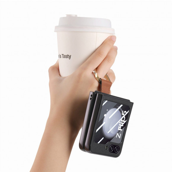 Чехол с кольцом для Samsung Galaxy Z Flip5 (черный) Чехол с кольцом для Samsung Galaxy Z Flip5 (черный)