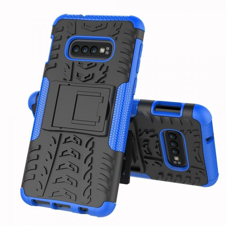 Чехол Hybrid Armor для Samsung Galaxy S10e (черный + голубой)