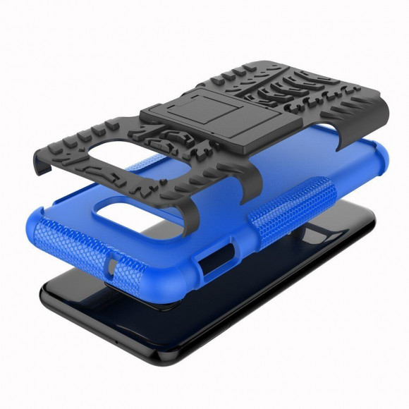 Чехол Hybrid Armor для Samsung Galaxy S10e (черный + голубой)