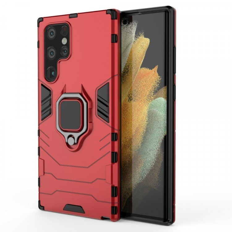 Чехол Armor Ring Holder для Samsung Galaxy S22 Ultra (красный)