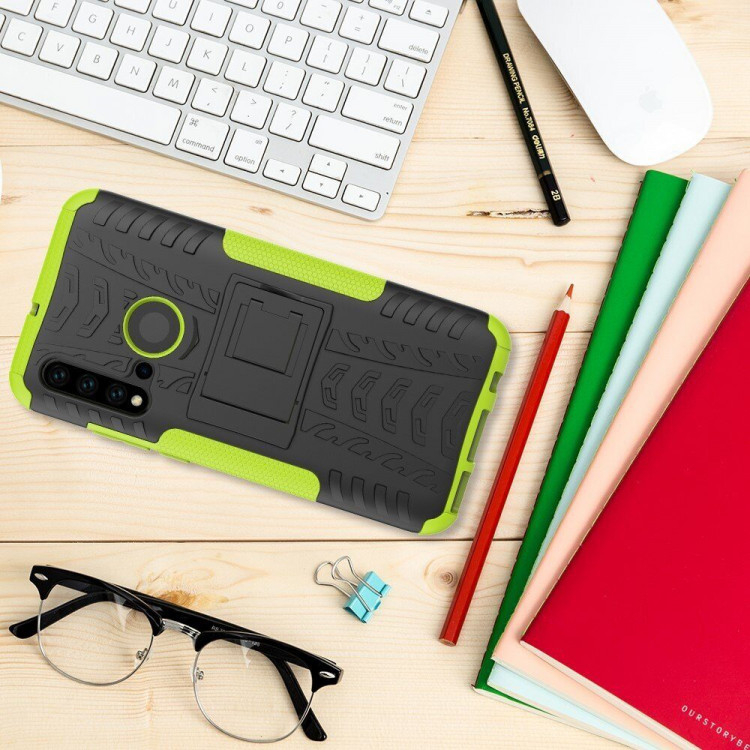 Чехол Hybrid Armor для Huawei P20 lite (2019) / nova 5i (черный + зеленый)