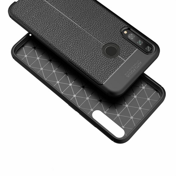 Чехол-накладка Litchi Grain для Huawei P40 lite E / Honor 9C (черный)