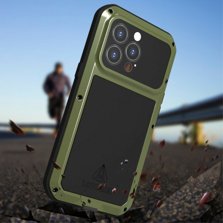 Гибридный чехол LOVE MEI для iPhone 13 Pro (темно-зеленый)