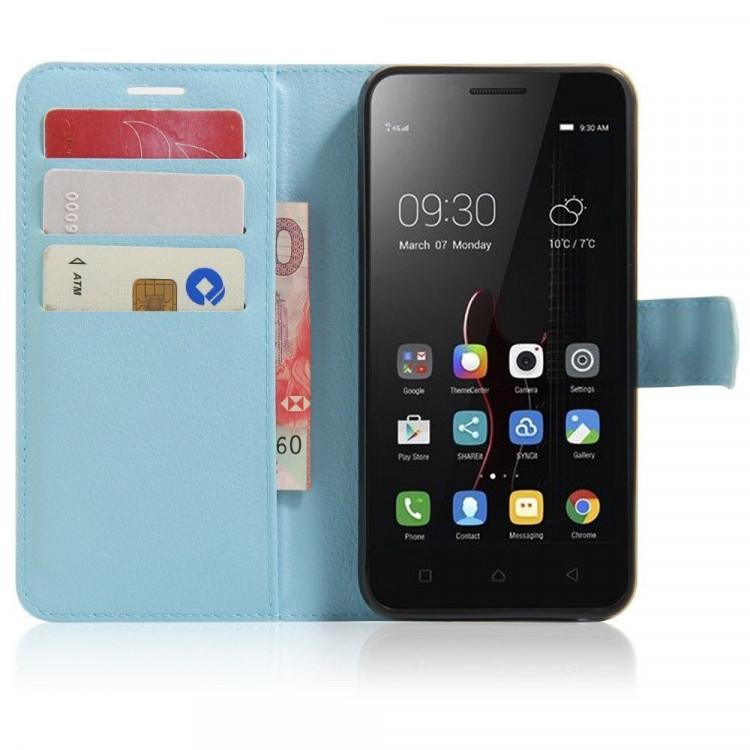 Чехол с визитницей для Lenovo Vibe C (голубой)