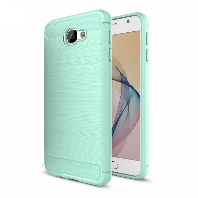 Чехол-накладка Carbon Fibre для Samsung Galaxy J7 Prime SM-G610F/DS (сине-зеленый) (On7 2016 SM-G6100)