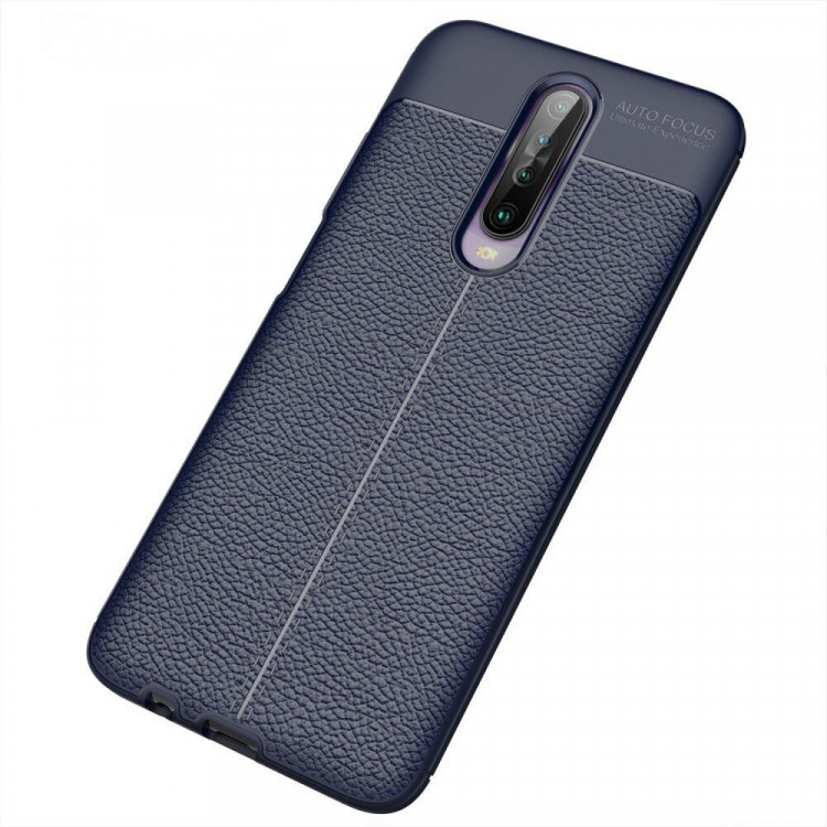 Чехол-накладка Litchi Grain для Xiaomi Redmi K30 (темно-синий)