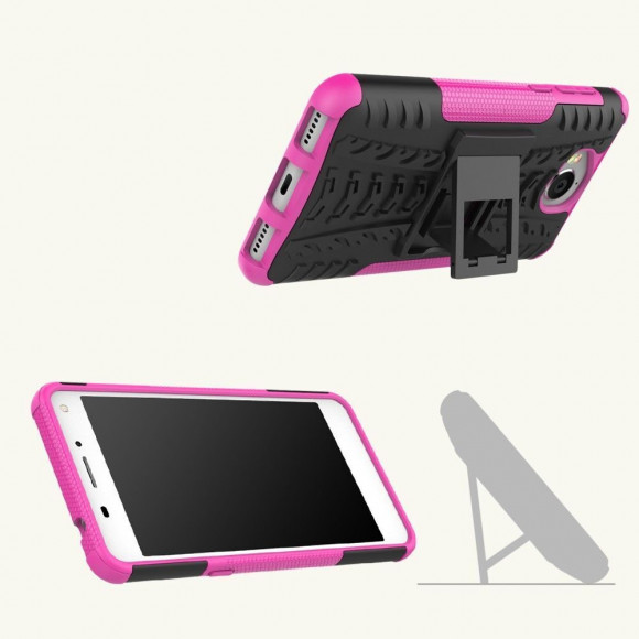 Чехол Hybrid Armor для Huawei Y5 2017 / Y6 2017 (черный + розовый)