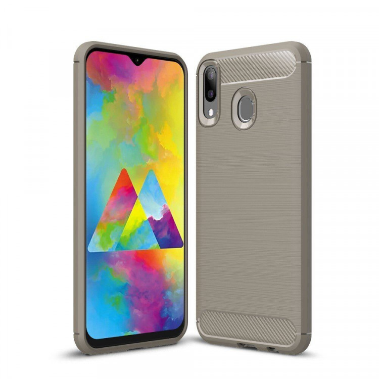 Чехол-накладка Carbon Fibre для Samsung Galaxy M20 (серый)