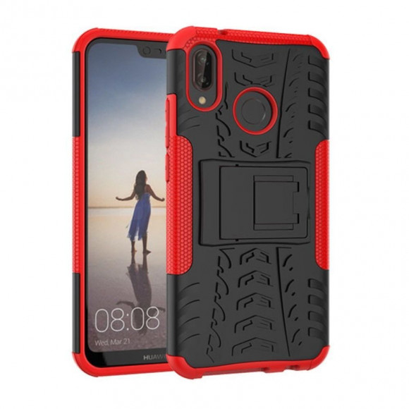 Чехол Hybrid Armor для Huawei P20 Lite / Nova 3e (черный + красный) Чехол Hybrid Armor для Huawei P20 Lite / Nova 3e (черный + красный)