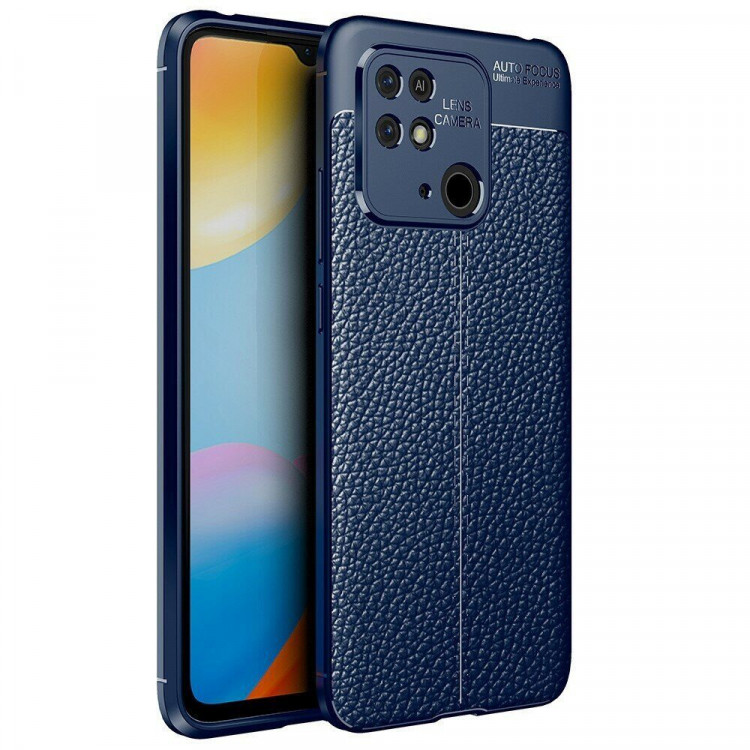 Чехол-накладка Litchi Grain для Xiaomi Redmi 10C (темно-синий)