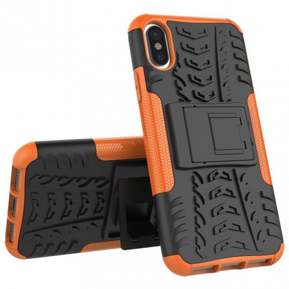 Чехол Hybrid Armor для iPhone X / ХS (черный + оранжевый)