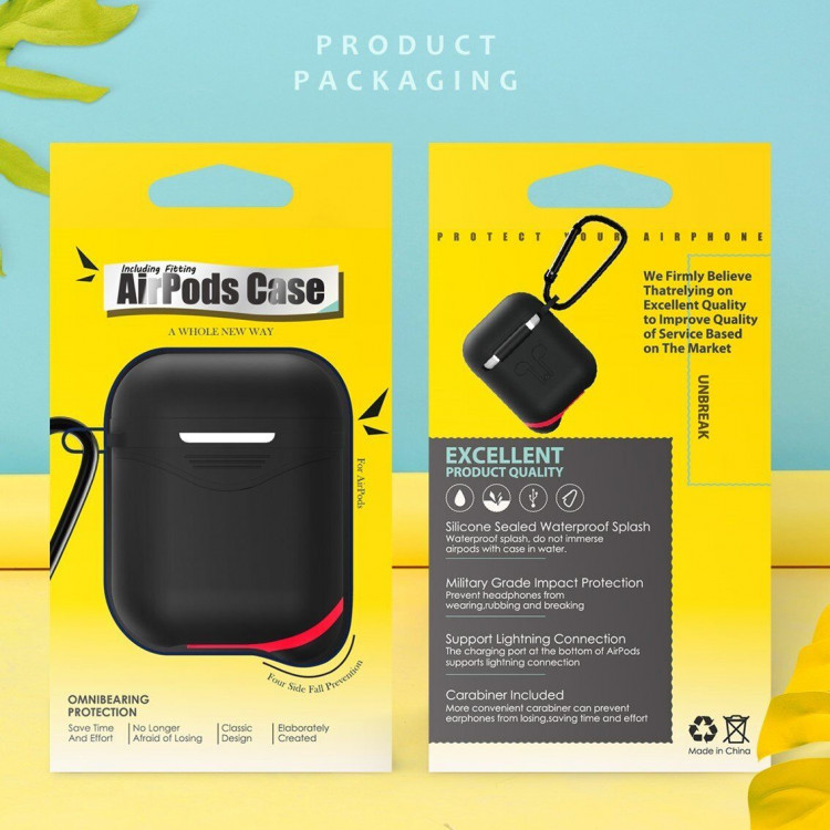 Силиконовый чехол для Apple AirPods (Luminous - черный)