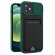Чехол с отделением для карт и защитой камеры для iPhone 12 Pro Max (темно-зеленый)