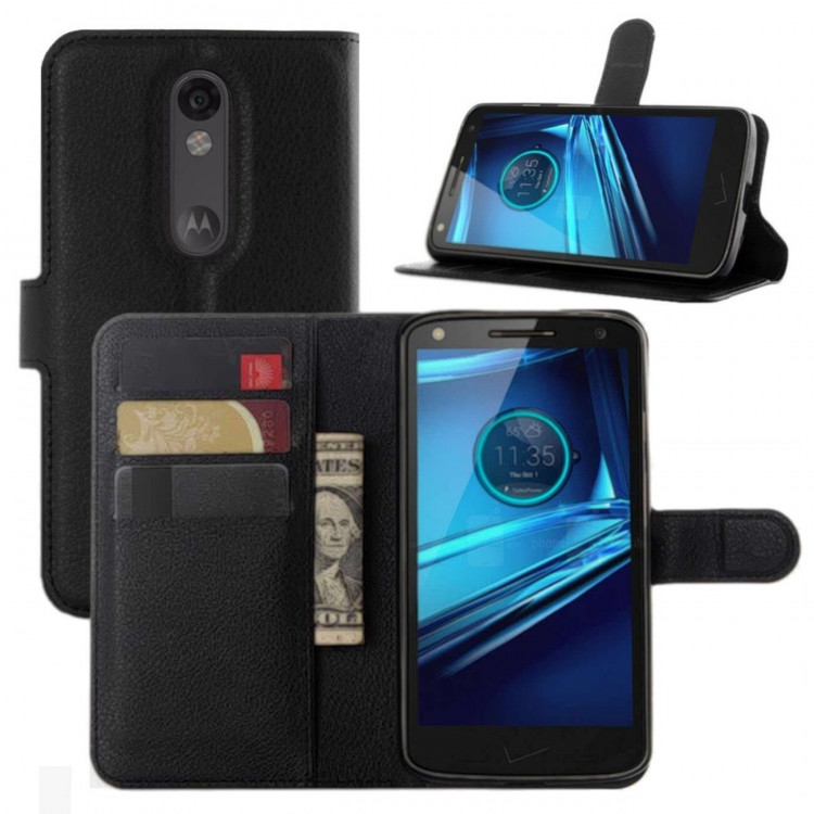 Чехол с визитницей для Motorola Moto X Force (черный)
