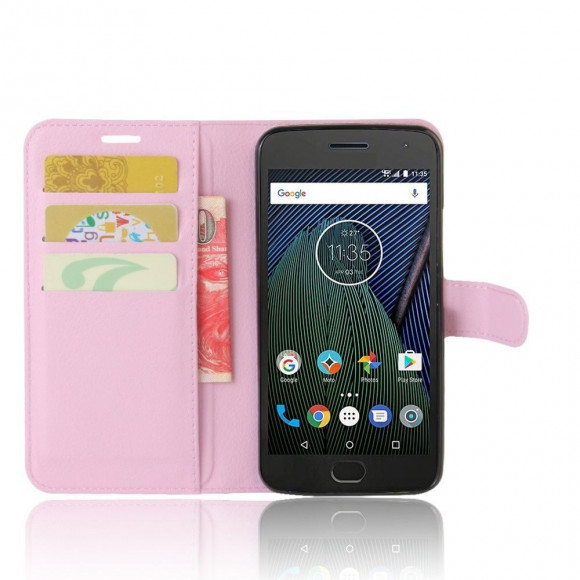 Чехол с визитницей для Motorola Moto G5 (розовый)