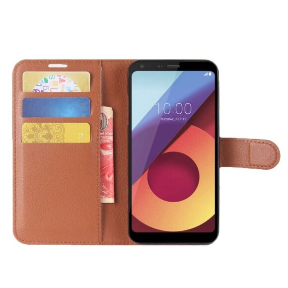 Чехол с визитницей для LG Q6 / LG Q6a / LG Q6+ (коричневый) Чехол с визитницей для LG Q6 / LG Q6a / LG Q6+ (коричневый)