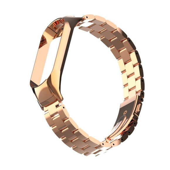 Стальной браслет для Xiaomi Mi Band 5 (розовое золото)