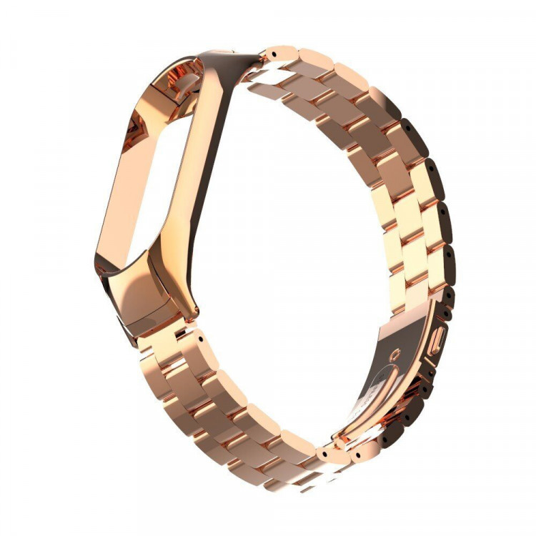 Стальной браслет для Xiaomi Mi Band 5 (розовое золото)