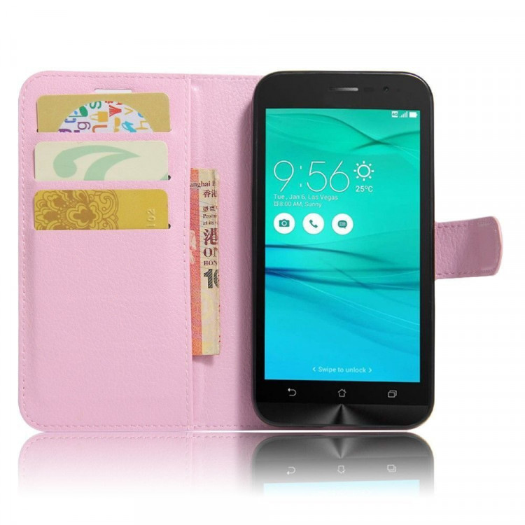Чехол с визитницей для ASUS ZenFone Go ZB500KL (розовый)