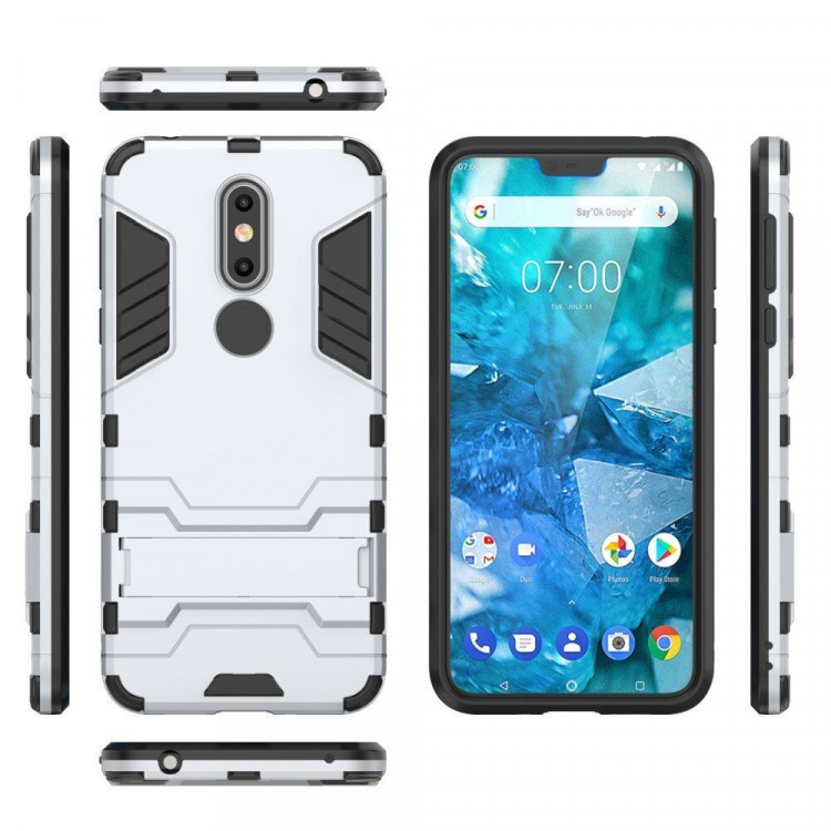 Чехол Duty Armor для Nokia 7.1 (серебряный)