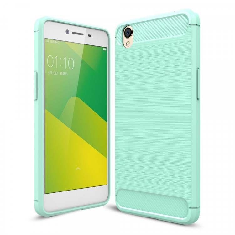 Чехол-накладка Carbon Fibre для Oppo A37 (сине-зеленый)