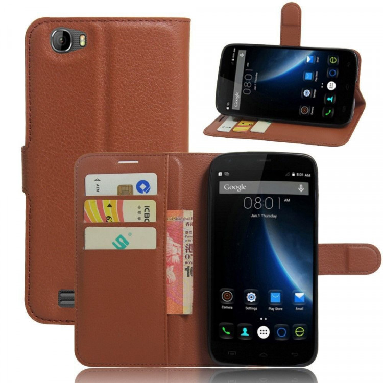 Чехол с визитницей для DOOGEE T6 / T6 Pro (коричневый)