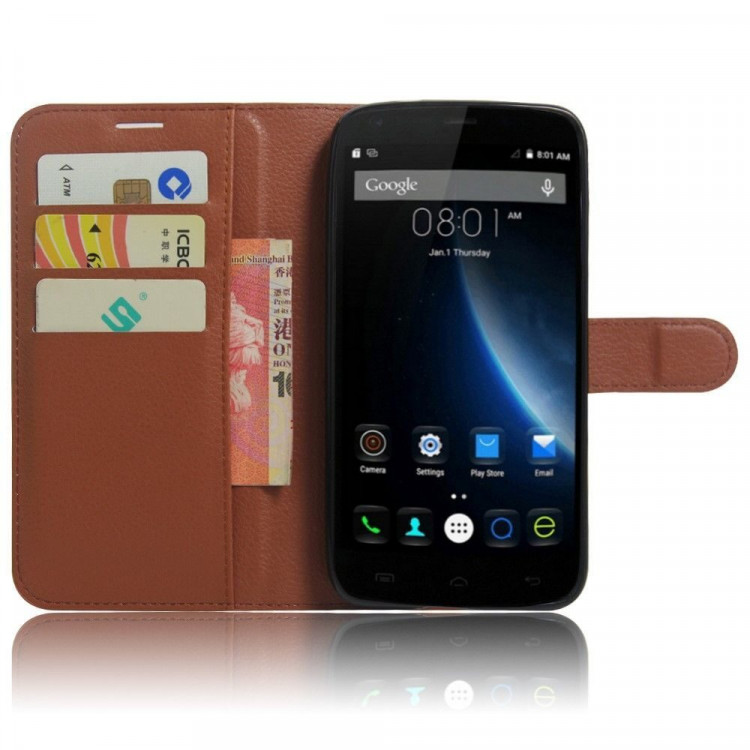 Чехол с визитницей для DOOGEE T6 / T6 Pro (коричневый)