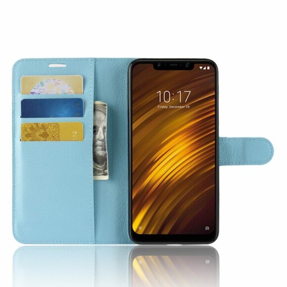 Чехол с визитницей для Xiaomi Pocophone F1 / Poco F1 (голубой) Чехол с визитницей для Xiaomi Pocophone F1 / Poco F1 (голубой)