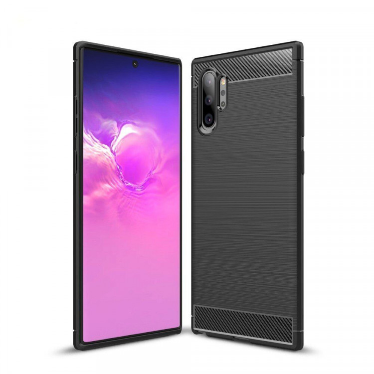 Чехол-накладка Carbon Fibre для Samsung Galaxy Note 10+ (Plus) (черный)