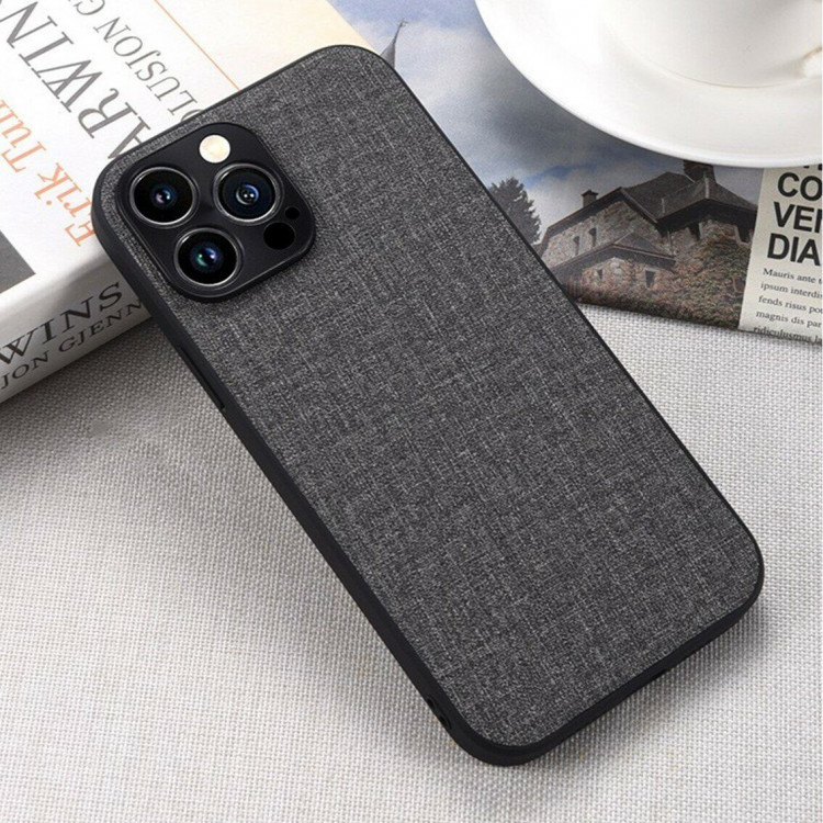 Чехол с тканевой текстурой для iPhone 14 Pro (серый)
