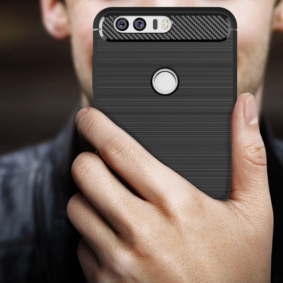 Чехол-накладка Carbon Fibre для Huawei Honor 8 (темно-синий)