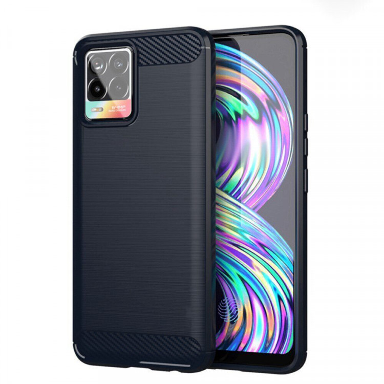 Чехол-накладка Carbon Fibre для Realme 8 / Realme 8 Pro (темно-синий)