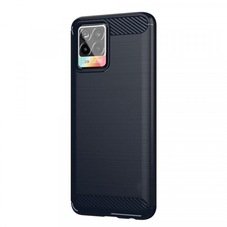 Чехол-накладка Carbon Fibre для Realme 8 / Realme 8 Pro (темно-синий)