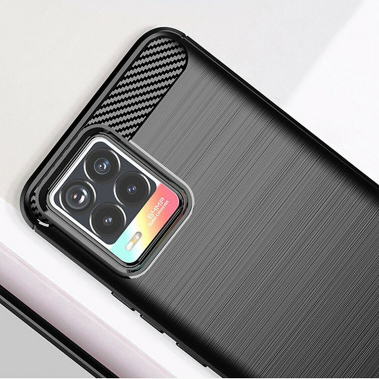 Чехол-накладка Carbon Fibre для Realme 8 / Realme 8 Pro (темно-синий)