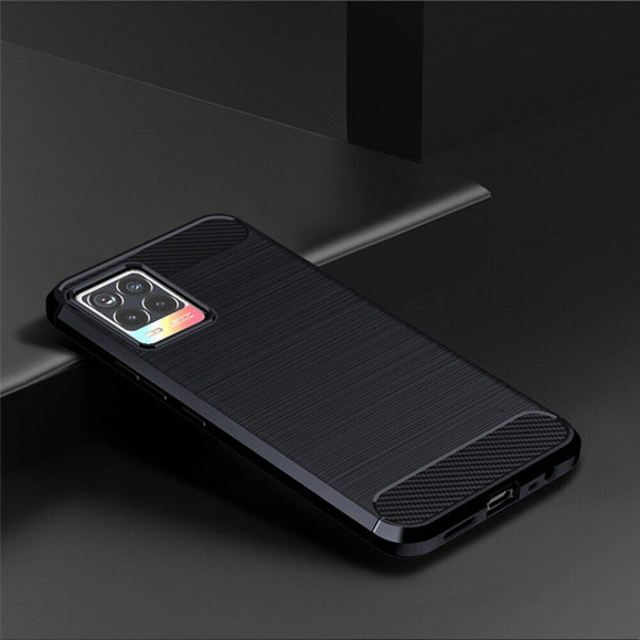 Чехол-накладка Carbon Fibre для Realme 8 / Realme 8 Pro (темно-синий)