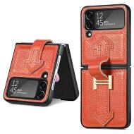 Кожаный чехол для Samsung Galaxy Z Flip 3 (оранжевый) Кожаный чехол для Samsung Galaxy Z Flip 3 (оранжевый)