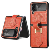 Кожаный чехол для Samsung Galaxy Z Flip 3 (оранжевый)