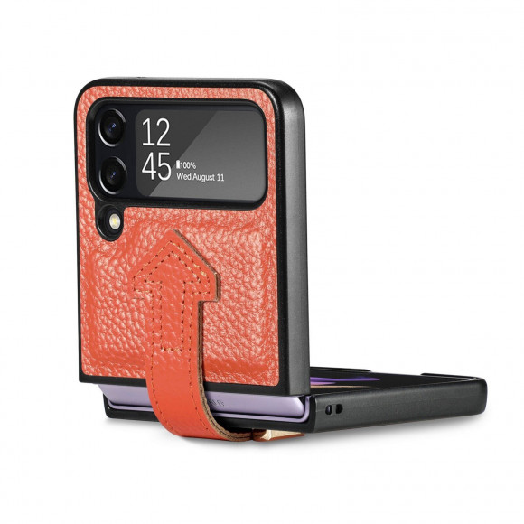 Кожаный чехол для Samsung Galaxy Z Flip 3 (оранжевый) Кожаный чехол для Samsung Galaxy Z Flip 3 (оранжевый)