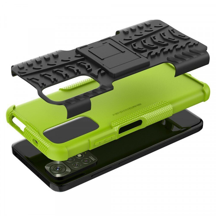 Чехол Hybrid Armor для Xiaomi Redmi Note 11 / Redmi Note 11S (черный + зеленый)