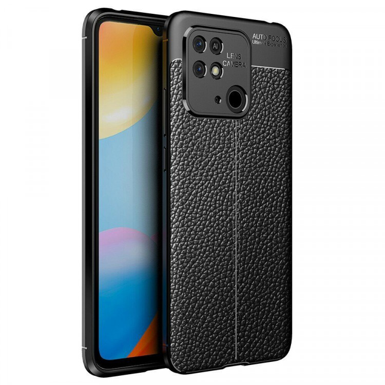 Чехол-накладка Litchi Grain для Xiaomi Redmi 10C (черный)