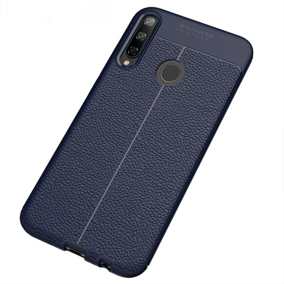 Чехол-накладка Litchi Grain для Huawei P40 lite E / Honor 9C (темно-синий)
