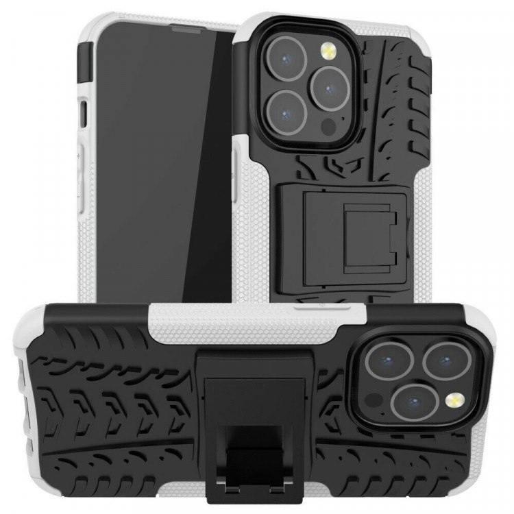 Чехол Hybrid Armor для iPhone 13 Pro (черный + белый)