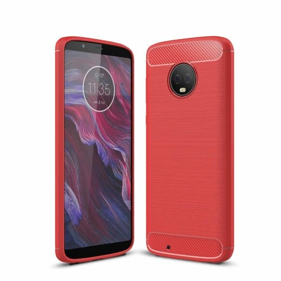 Чехол-накладка Carbon Fibre для Motorola Moto G6 (красный)