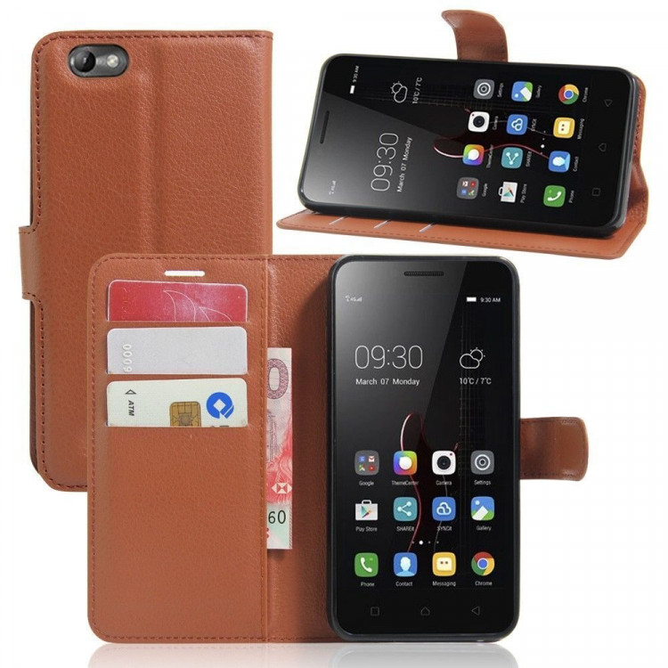 Чехол с визитницей для Lenovo Vibe C (коричневый)