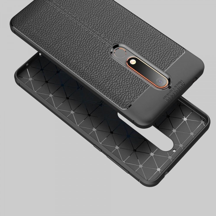 Чехол-накладка Litchi Grain для Nokia 6 (2018) / Nokia 6.1 (черный)