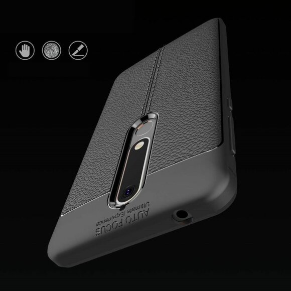 Чехол-накладка Litchi Grain для Nokia 6 (2018) / Nokia 6.1 (черный)