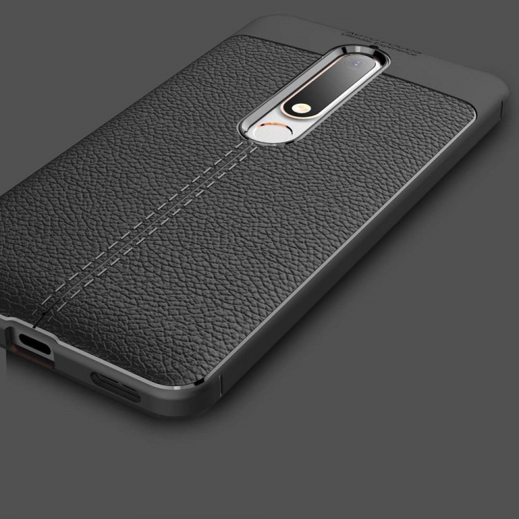 Чехол-накладка Litchi Grain для Nokia 6 (2018) / Nokia 6.1 (черный)