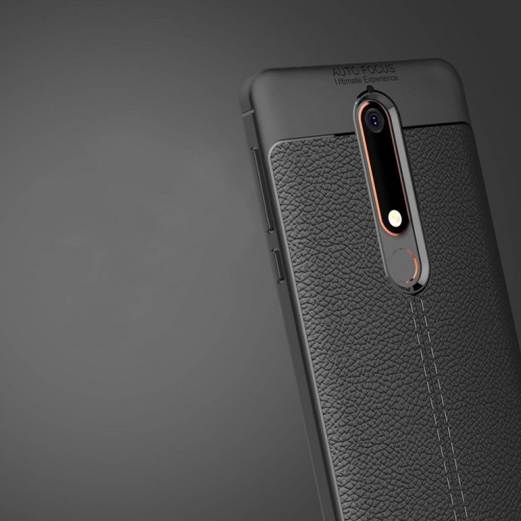 Чехол-накладка Litchi Grain для Nokia 6 (2018) / Nokia 6.1 (черный)
